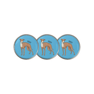 Greyhound dog cartoon illustration golf ball marker