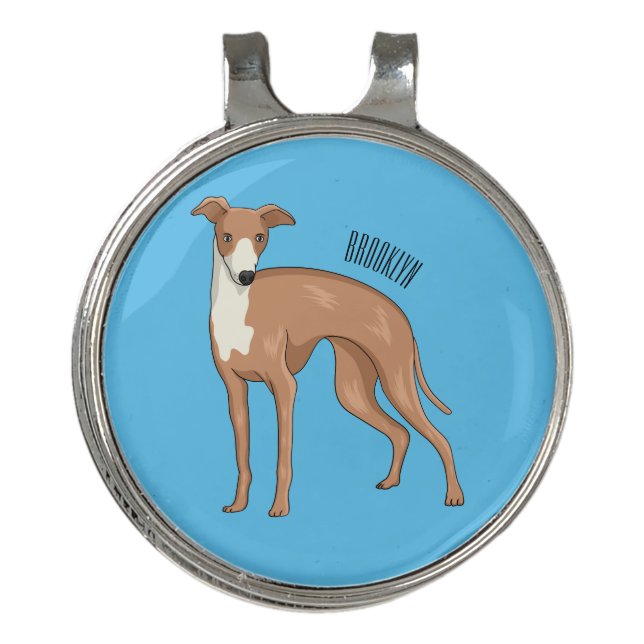 Greyhound dog cartoon illustration golf hat clip (Front)