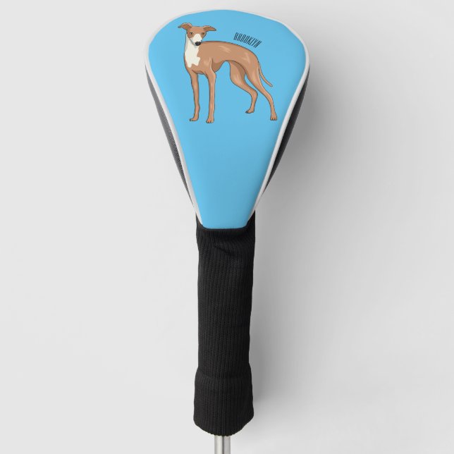 Greyhound dog cartoon illustration  golf head cover (Front)