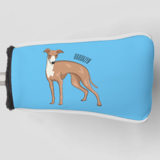 Greyhound dog cartoon illustration golf head cover (Front)