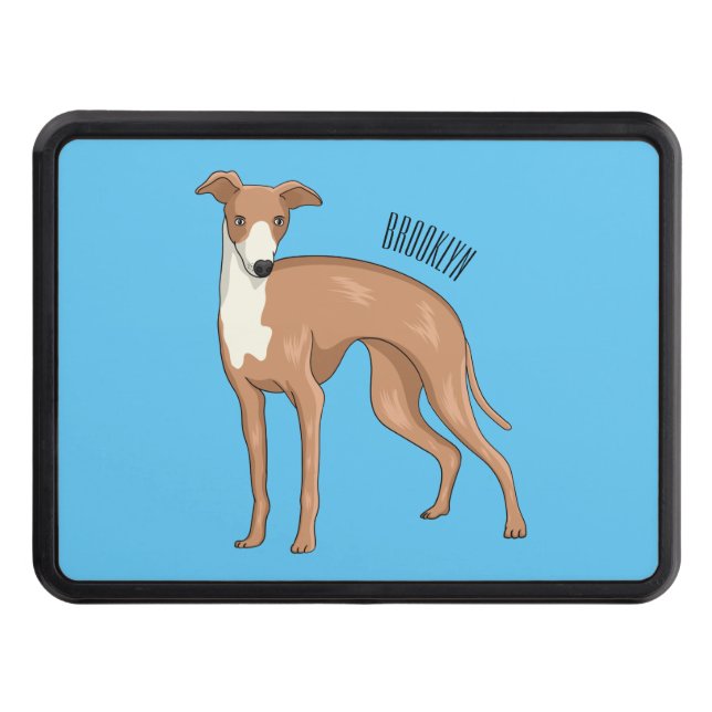Greyhound dog cartoon illustration  hitch cover (Front)