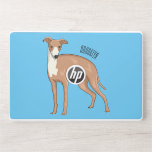 Greyhound dog cartoon illustration  HP laptop skin