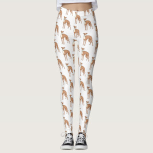 Greyhound dog cartoon illustration leggings
