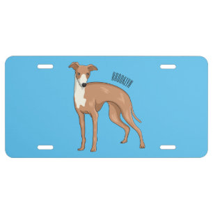 Greyhound dog cartoon illustration license plate