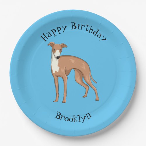 Greyhound dog cartoon illustration  paper plates