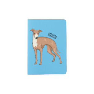Greyhound dog cartoon illustration passport holder