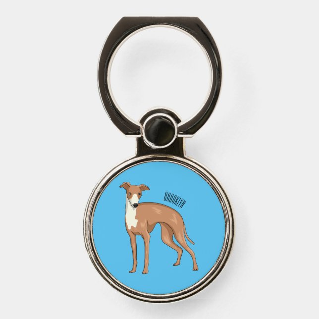 Greyhound dog cartoon illustration  phone ring stand (Front)