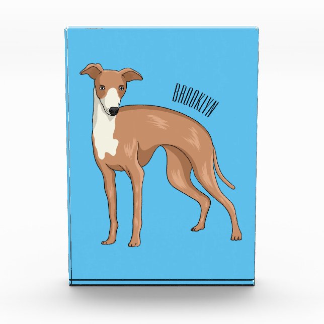 Greyhound dog cartoon illustration photo block (Front)