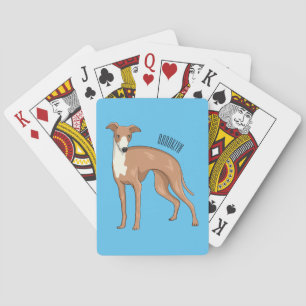 Greyhound dog cartoon illustration poker cards