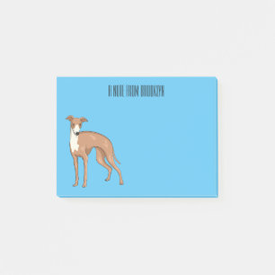 Greyhound dog cartoon illustration post-it notes