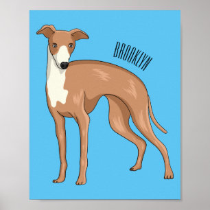 Greyhound dog cartoon illustration poster