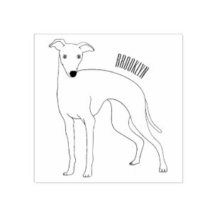 Greyhound dog cartoon illustration  rubber stamp