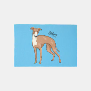 Greyhound dog cartoon illustration rug