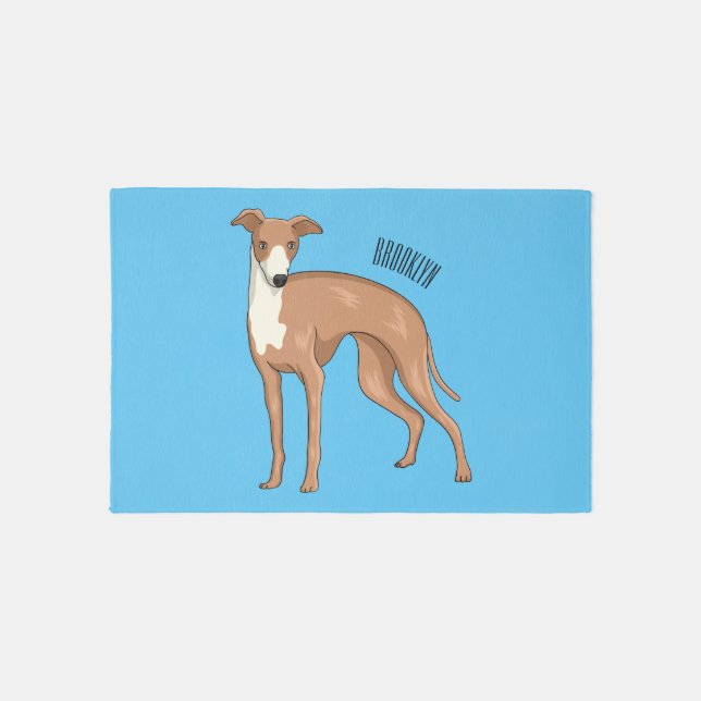 Greyhound dog cartoon illustration  rug (Front)