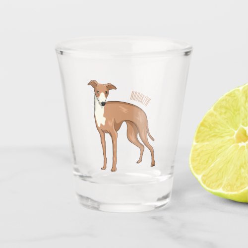 Greyhound dog cartoon illustration shot glass