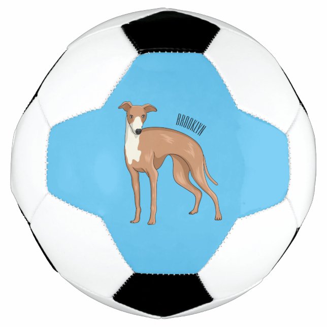 Greyhound dog cartoon illustration  soccer ball (Front)