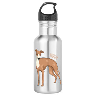 Greyhound dog cartoon illustration stainless steel water bottle