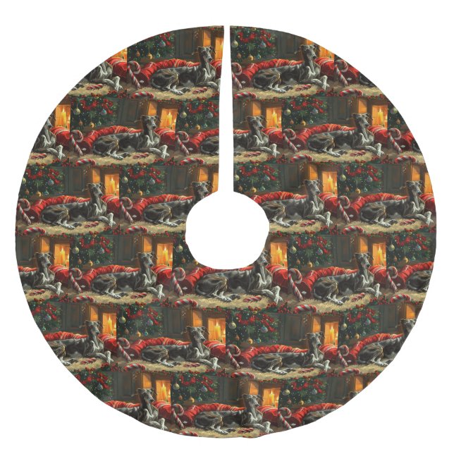 Greyhound Dog Christmas Festive Brushed Polyester Tree Skirt (Front)