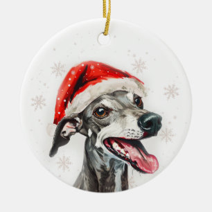 Greyhound Dog Christmas Personalized Ceramic Ornament