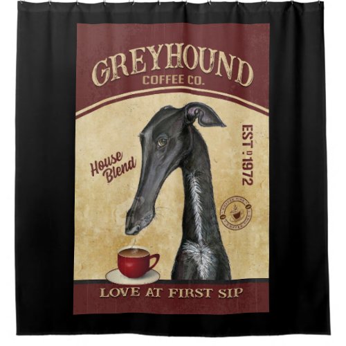 Greyhound Dog Coffee Company Canvas Shower Curtain