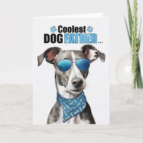 Greyhound Dog Coolest Dad Fathers Day Holiday Card