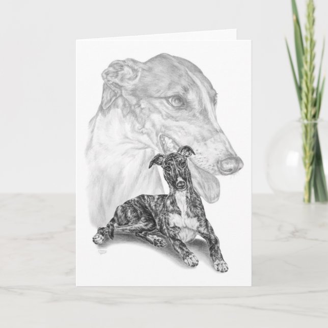 Greyhound Dog Drawing by Kelli Swan Card (Front)