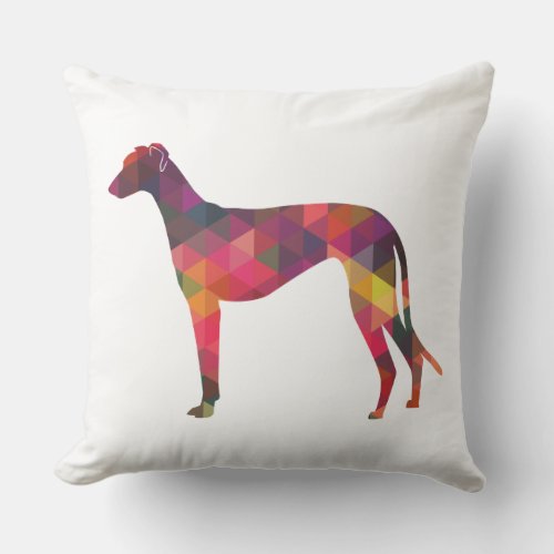 Greyhound Dog Geometric Pattern Silhouette Multi Throw Pillow