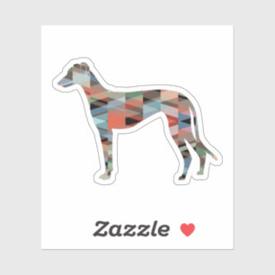 Greyhound Dog Geometric Pattern Silhouette Plaid Sticker