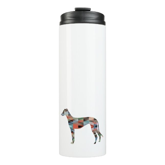 Greyhound Dog Geometric Pattern Silhouette Plaid Thermal Tumbler (Front)