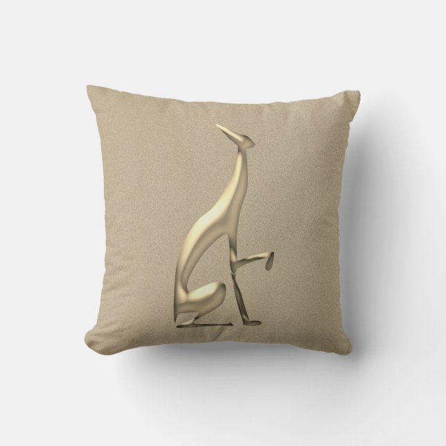 Greyhound Dog Gold Elegant Throw Pillow (Front)