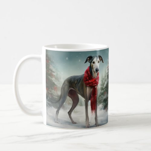 Greyhound Dog in Snow Christmas  Coffee Mug