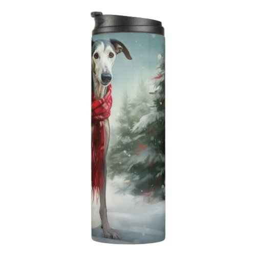 Greyhound Dog in Snow Christmas  Thermal Tumbler