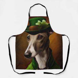 Greyhound Dog in St. Patrick's Day Dress Apron