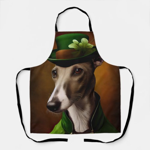 Greyhound Dog in St Patricks Day Dress Apron