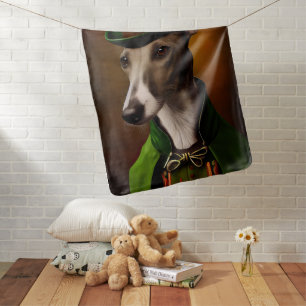 Greyhound Dog in St. Patrick's Day Dress Baby Blanket
