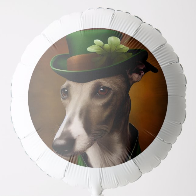 Greyhound Dog in St. Patrick's Day Dress Balloon (Front)