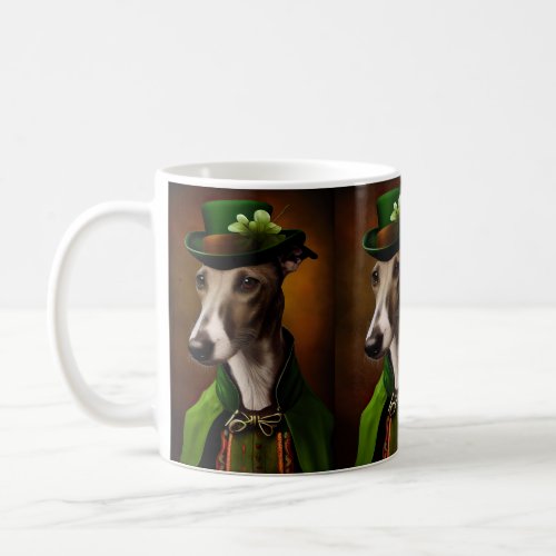 Greyhound Dog in St Patricks Day Dress Coffee Mug