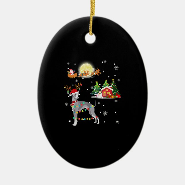 Greyhound Dog Light Christmas Reindeer Tree Xmas G Ceramic Ornament (Front)