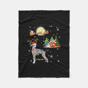 Greyhound Dog Light Christmas Reindeer Tree Xmas G Fleece Blanket