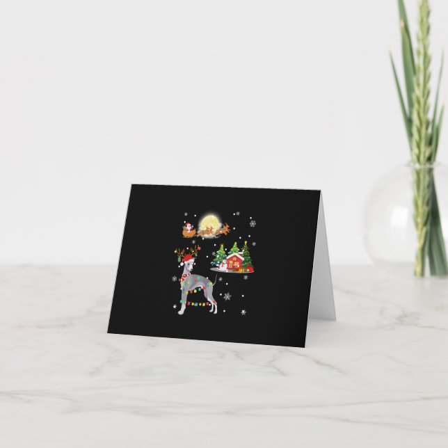 Greyhound Dog Light Christmas Reindeer Tree Xmas G Thank You Card (Front)