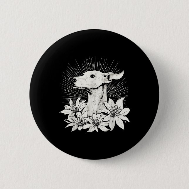 Greyhound Dog Lover Retro Style Tattoo  Button (Front)