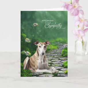 Greyhound Dog Misty Garden Path Pet Sympathy Card