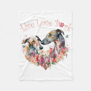 Greyhound Dog Mom Floral Fleece Blanket