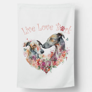 Greyhound Dog Mom Floral House Flag