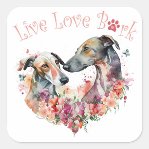 Greyhound Dog Mom Floral Square Sticker