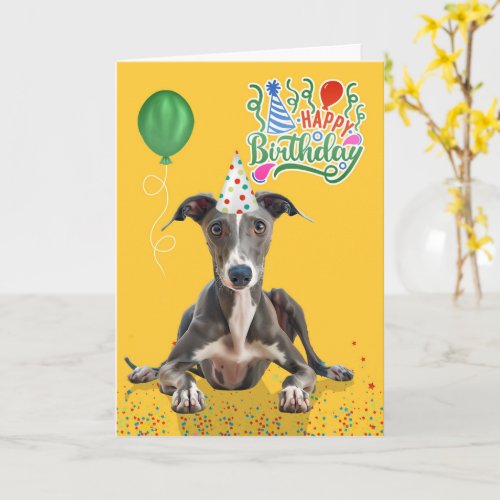 Greyhound Dog Party Hat Yellow Birthday