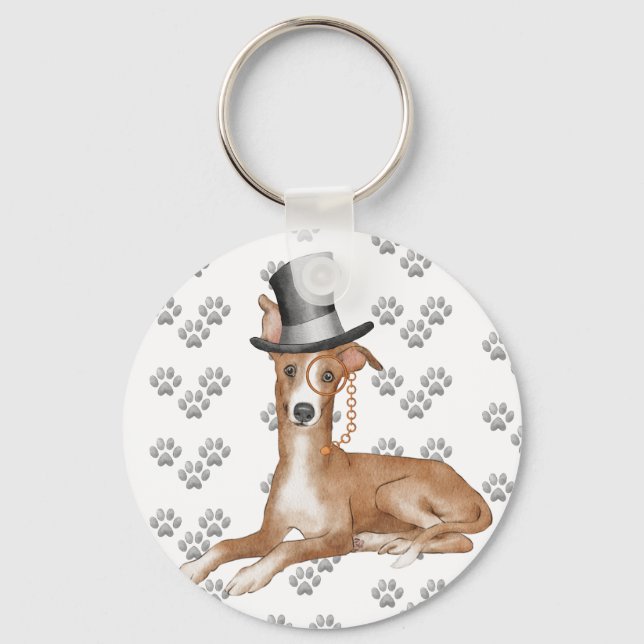 Greyhound Dog Paws Pattern  Keychain (Front)