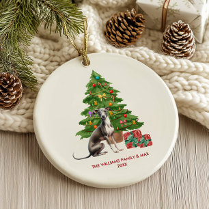 Greyhound Dog Personalized Christmas  Ceramic Ornament