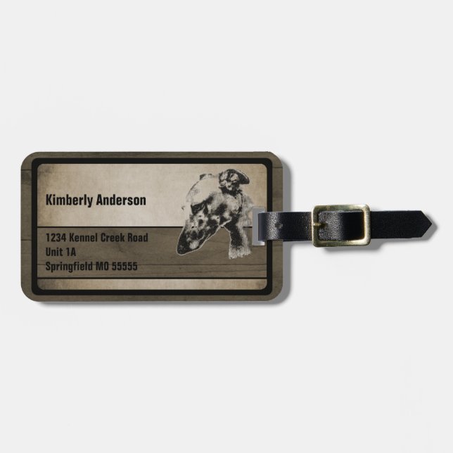 Greyhound Dog Portrait Custom Luggage Tag (Front Horizontal)