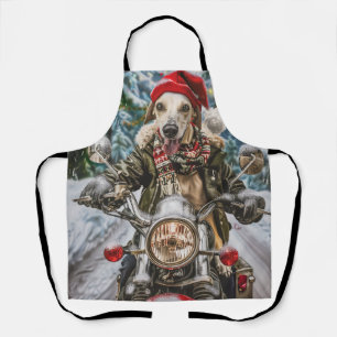 Greyhound Dog Riding Motorcycle Christmas  Apron